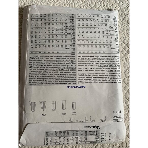 Vogue Misses Top Skirt Sewing Pattern 1311 Sz 12 - 16 - Uncut - Picture 6 of 9